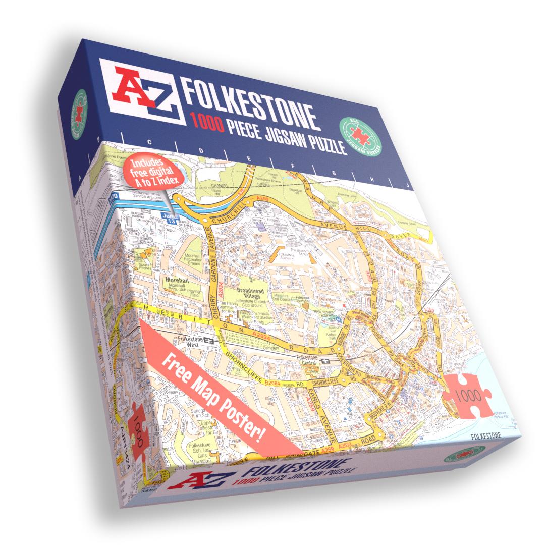 A to Z Map of Folkestone 1000 Piece Jigsaw