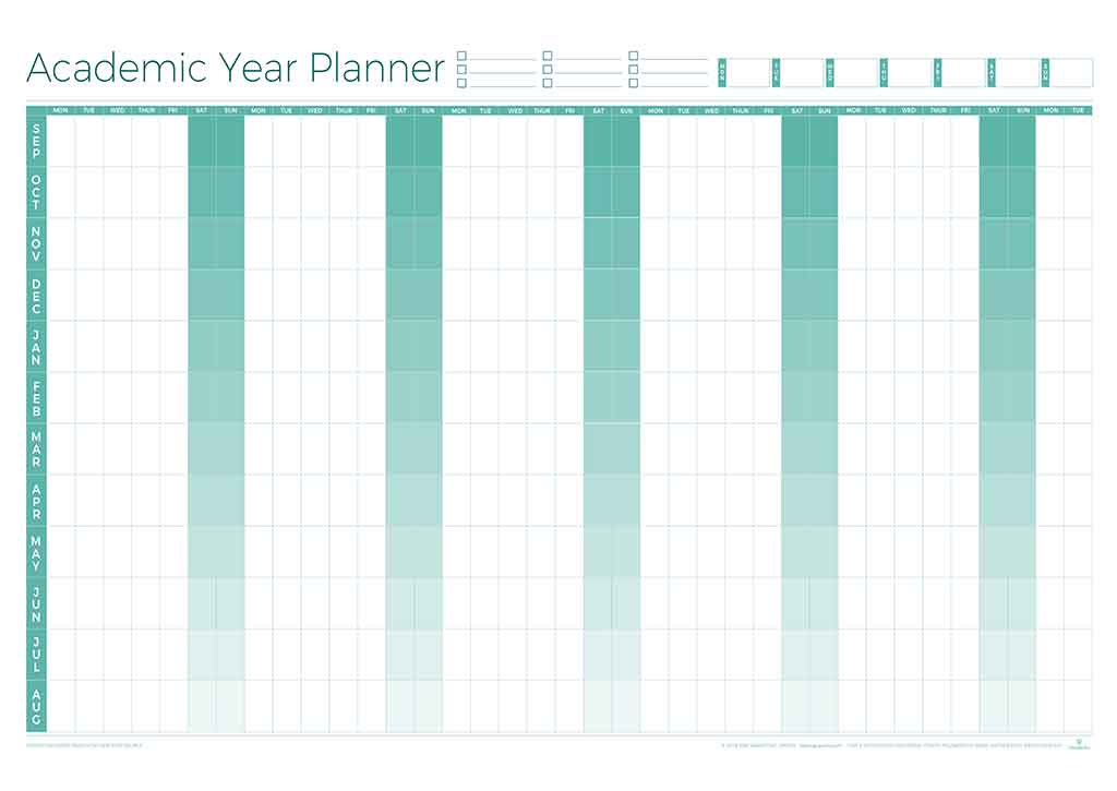 Academic Perpetual Year Wall Planner - Laminated