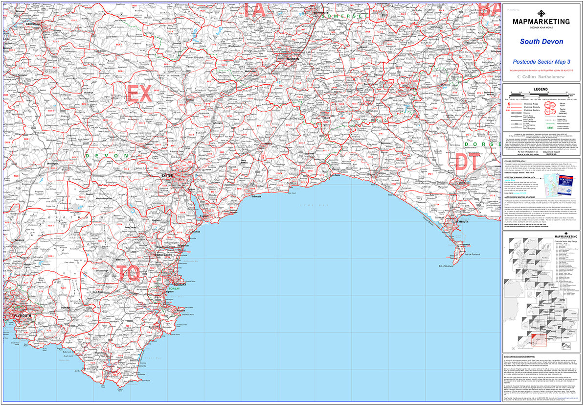 South Devon Postcode Map - Sector Map 3