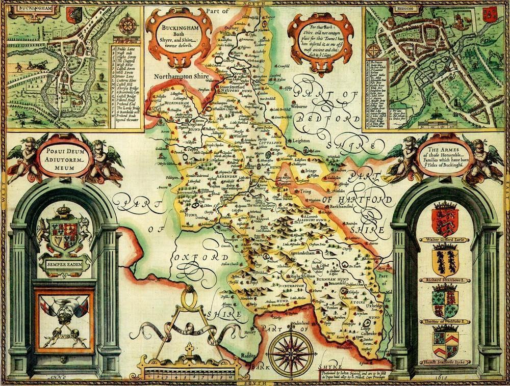 Buckinghamshire Historical Map 1000 Piece Jigsaw Puzzle (1610) - All Jigsaw Puzzles