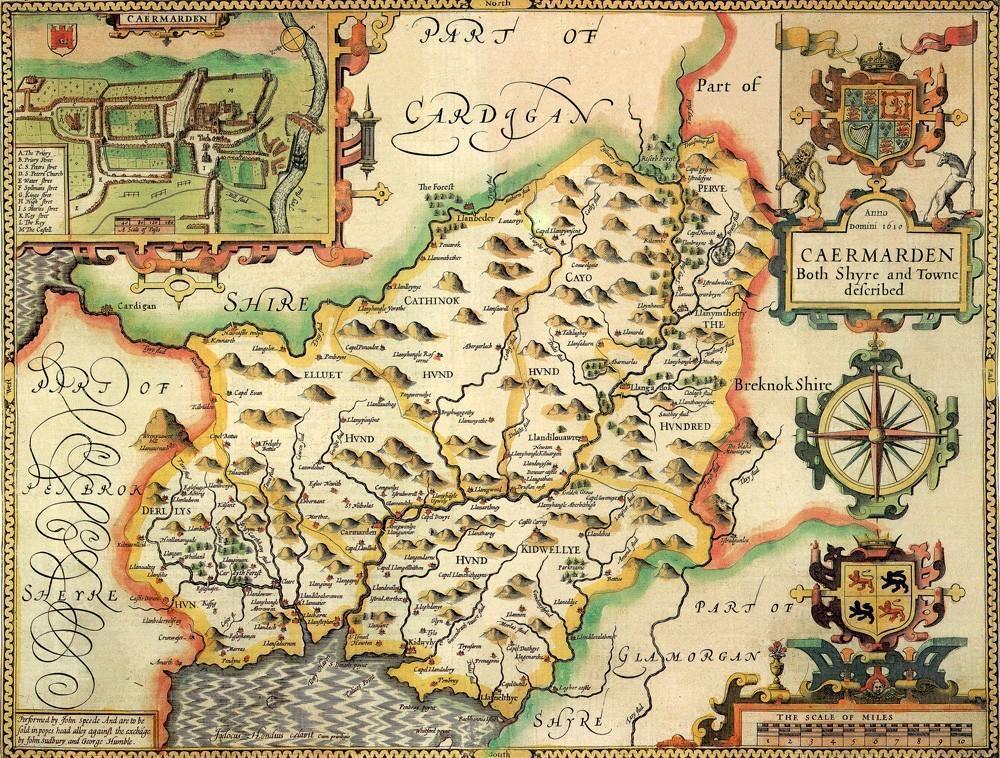 Carmarthenshire Historical Map 1000 Piece Jigsaw Puzzle (1610) - All Jigsaw Puzzles
