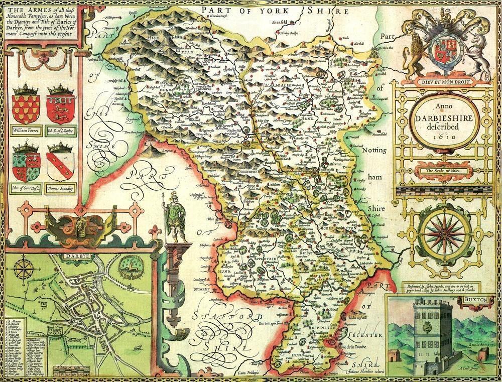Derbyshire Historical Map 1000 Piece Jigsaw Puzzle (1610) - All Jigsaw Puzzles