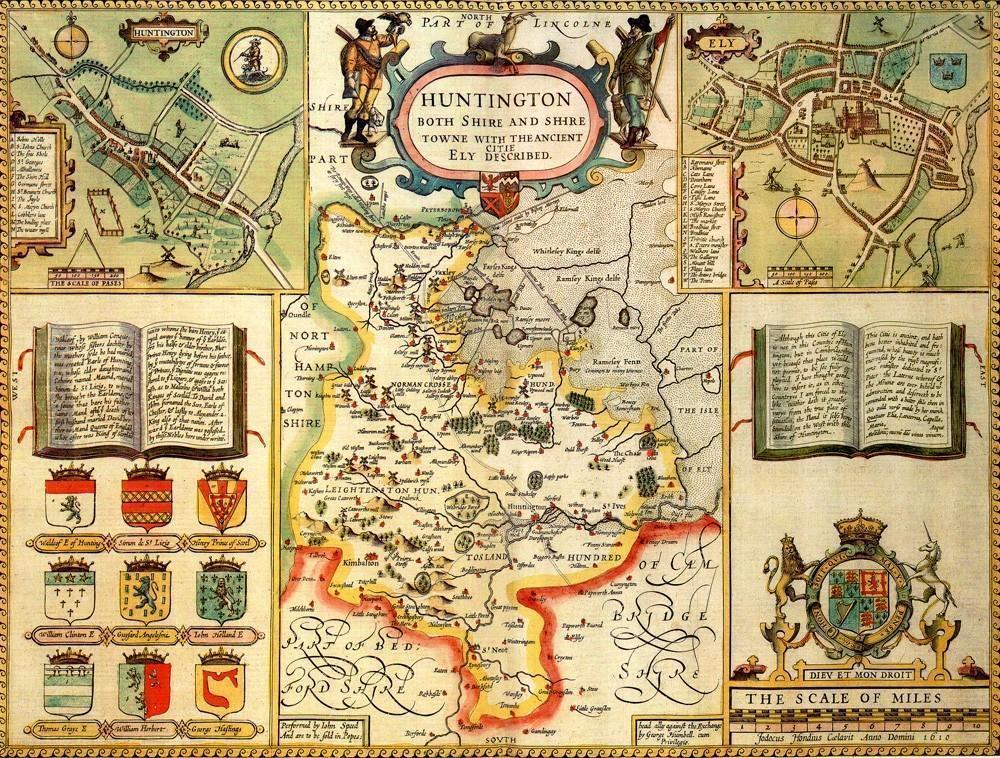 Huntingdonshire Historical Map 1000 Piece Jigsaw Puzzle (1610) - All Jigsaw Puzzles