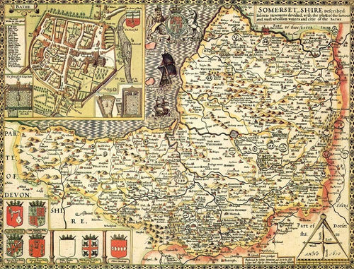 Jigsaw Puzzle - Somerset Historical Map 1000 Piece Jigsaw Puzzle (1610)
