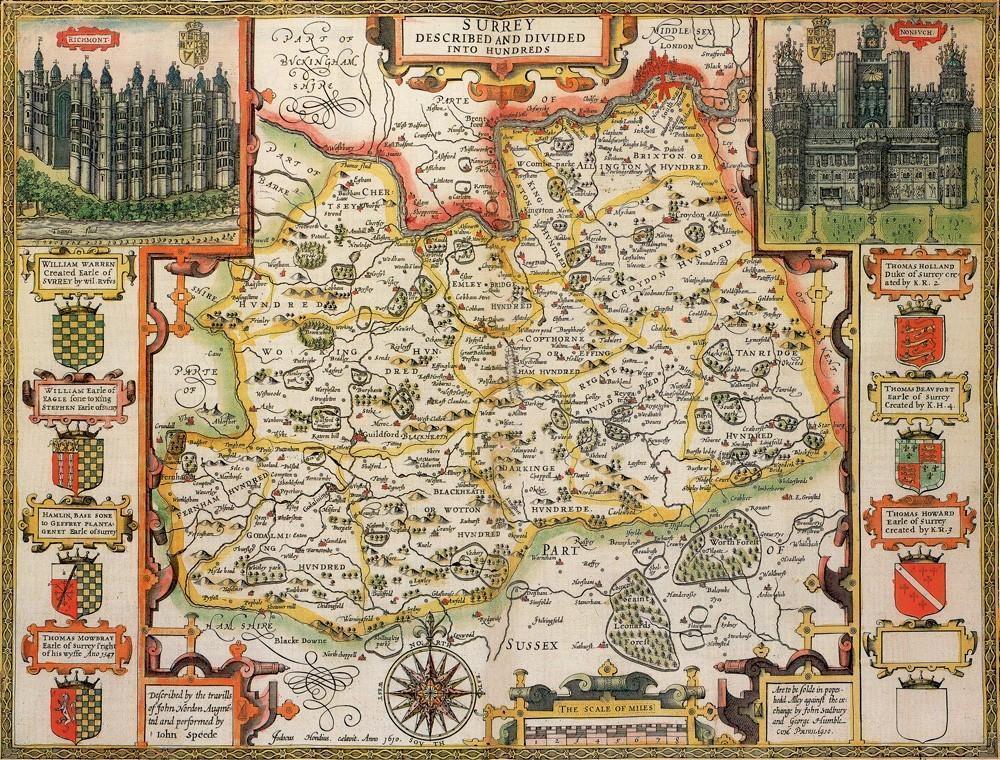 Surrey Historical Map 1000 Piece Jigsaw Puzzle (1610) - All Jigsaw Puzzles UK
- 1