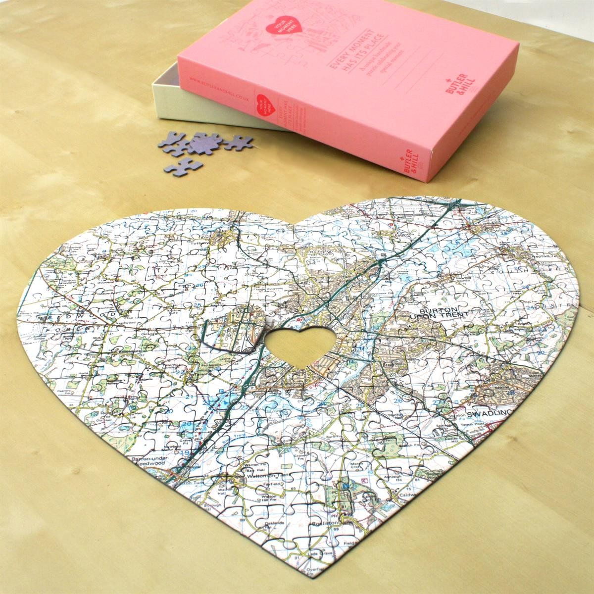 Map Gift - Personalised Heart-Shaped Map Jigsaw Puzzle