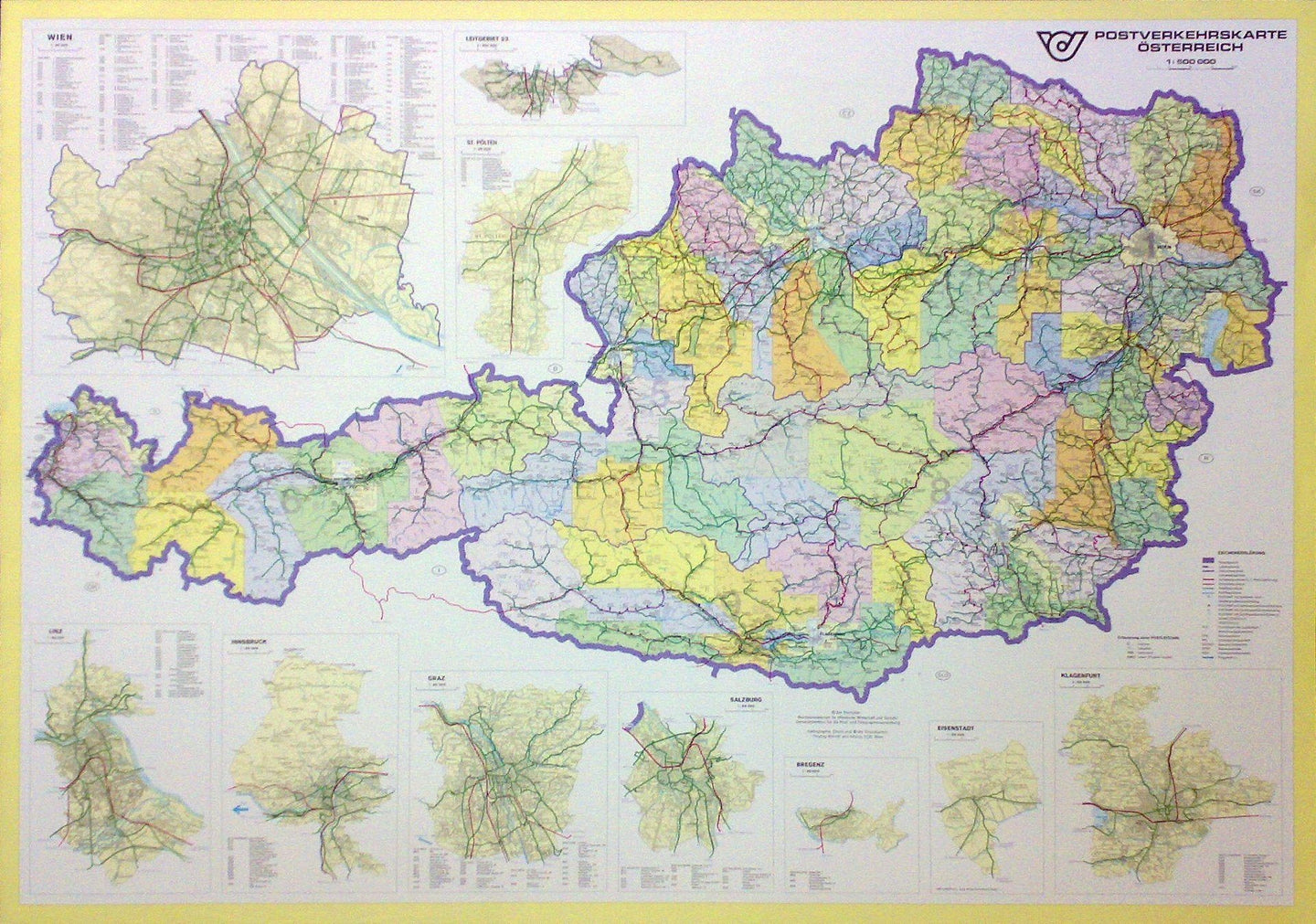 Wall Maps - Austrian Postcodes Wall Map