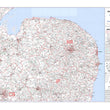 Wall Maps - East Anglia (North) Postcode Wall Map - Sector Map 15
