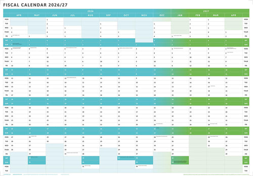 Tax Planner - 2026/27 Fiscal Wall Planner - Green (Giant 119x93cm)