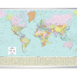 World Wall Map - showing Political Detail complete with Flags