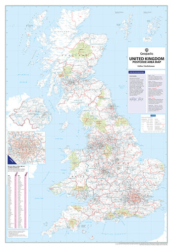 UK Postcode Wall Map - Postcode Areas Map of Great Britain & NI