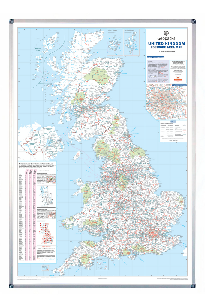 Postcode Wall Map Fre Uk Travel Map Pin Board UK Postcode Wall Map - Large Wall Map - 120cm X ...
