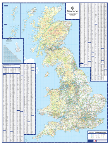 Supersize A-Z British Isles Motoring Wall Map