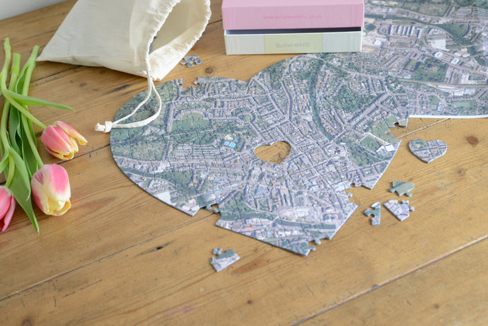 UK Hometown Heart-Shaped Map Jigsaw Puzzle