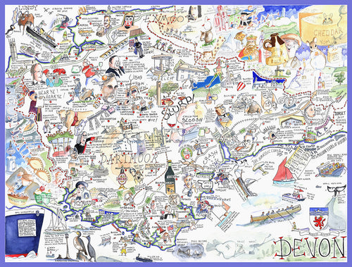 Map of Devon - Tim Bulmer - 300 Piece Wooden Jigsaw Puzzle
