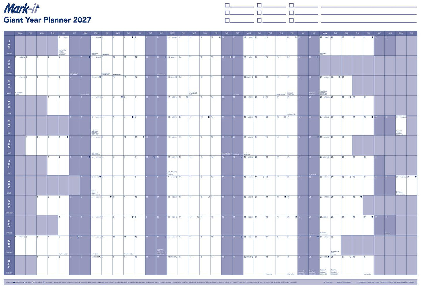 GIANT 2027 YEARLY WALL PLANNER - MARK IT