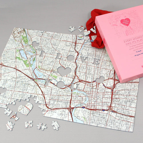 I Love You - Hometown US Map Puzzle (Satellite & Topographic)