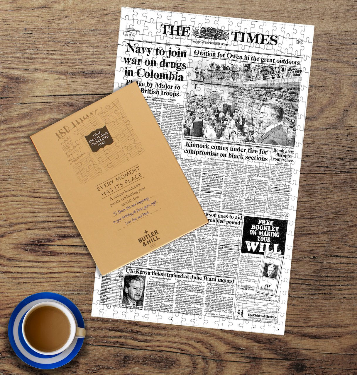 Times of London Personalised Newspaper Front Page Jigsaw Puzzle Map