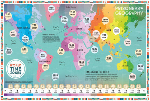 Prisoners of Geography World Time Zones Educational Wall Map
