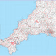 Cornwall and Scilly Isles Postcode Wall Map - Sector Map 1