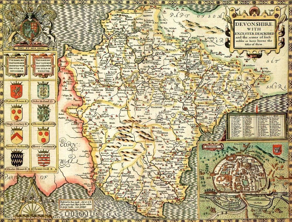 定番の中古商品 Piece 1000 Map Historical Devon Jigsaw John - (1610) Puzzle ジグソーパズル