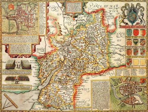Gloucestershire Historical Map 1000 Piece Jigsaw Puzzle (1610) - All Jigsaw Puzzles
