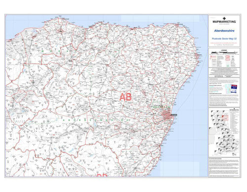 Wall Maps - Aberdeenshire Postcode Wall Map - Sector Map 32
