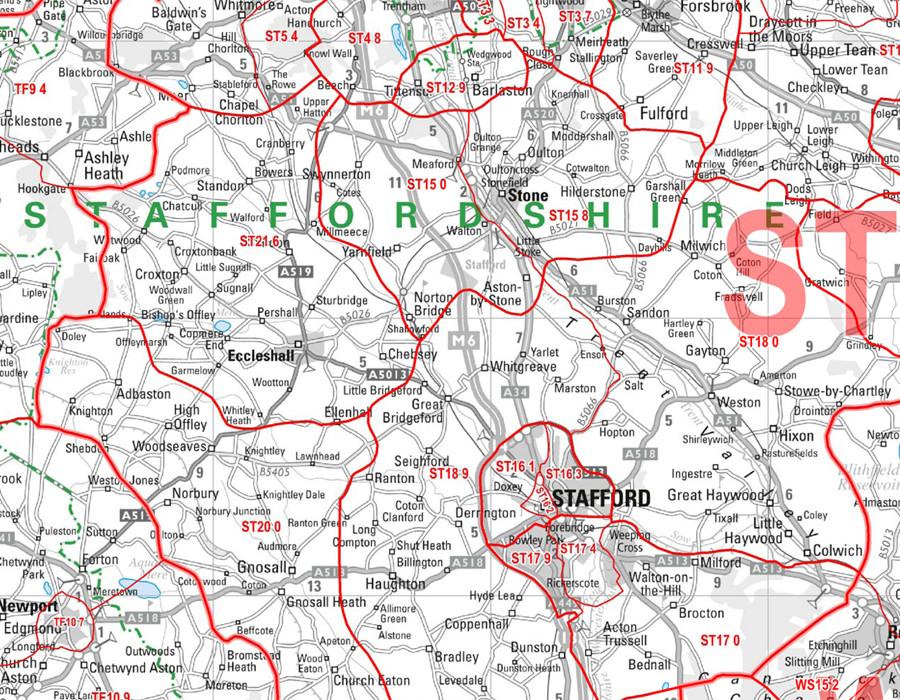 Birmingham & West Midlands Postcode Wall Map - Sector Map 13 – Map ...