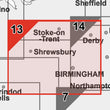 Wall Maps - Birmingham & West Midlands Postcode Map - Sector Map 13