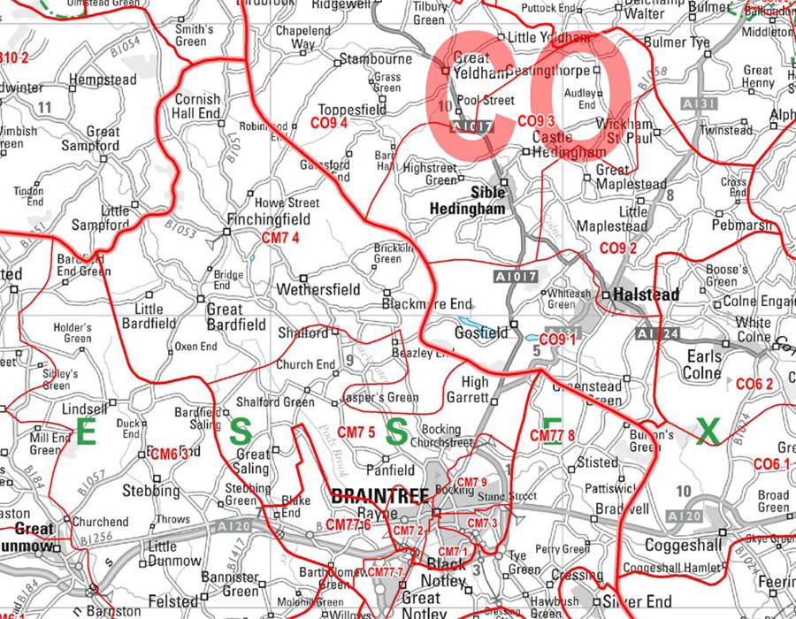East Anglia (South) Postcode Wall Map - Sector Map 9 – Map Marketing