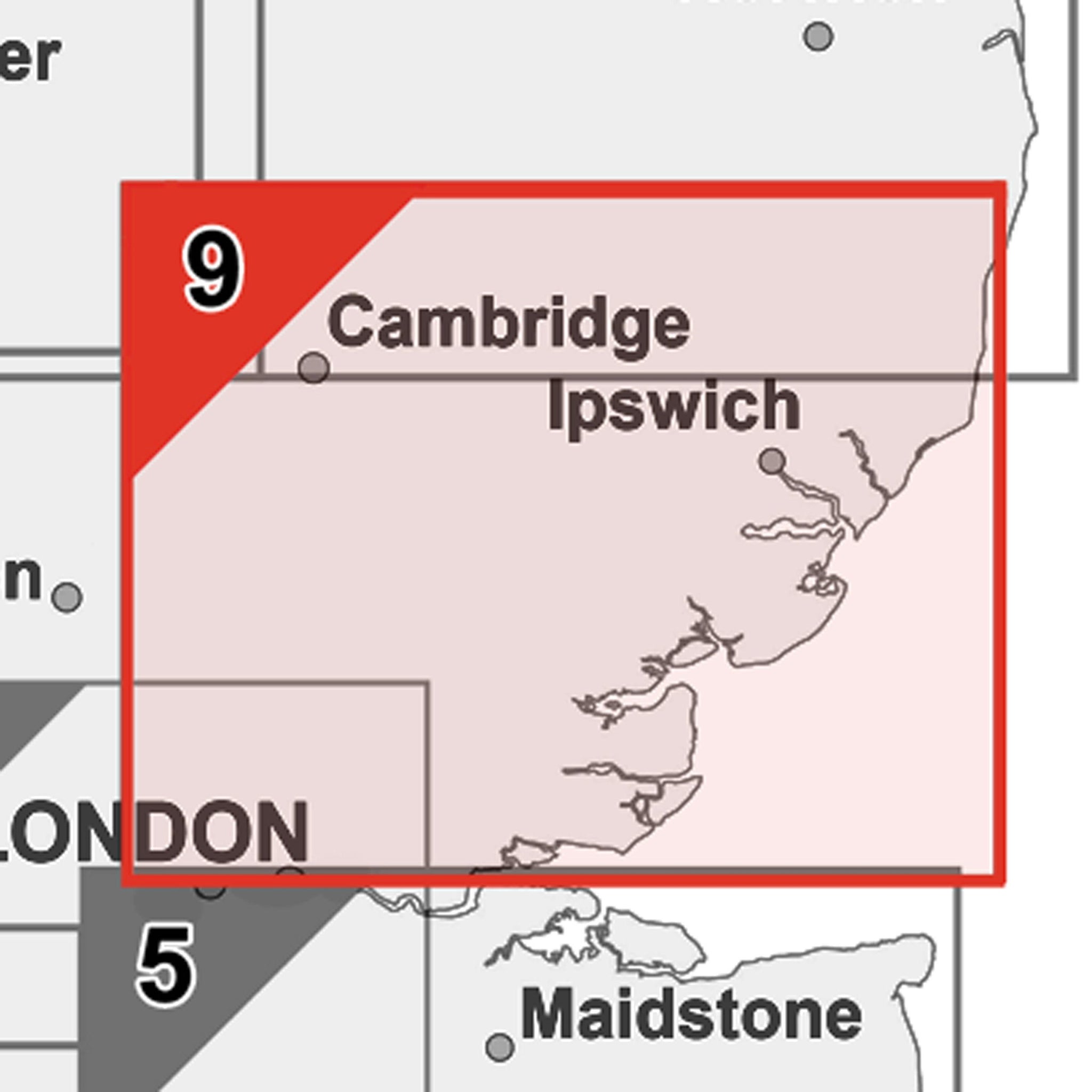 East Anglia (South) Postcode Wall Map - Sector Map 9 – Map Marketing