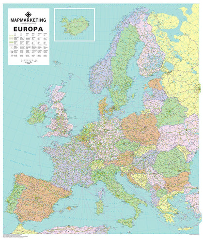 Wall Maps - Europa Political Wall Map Of Europe
