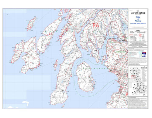 Wall Maps - Islay And Kintyre Postcode Wall Map - Sector Map 24