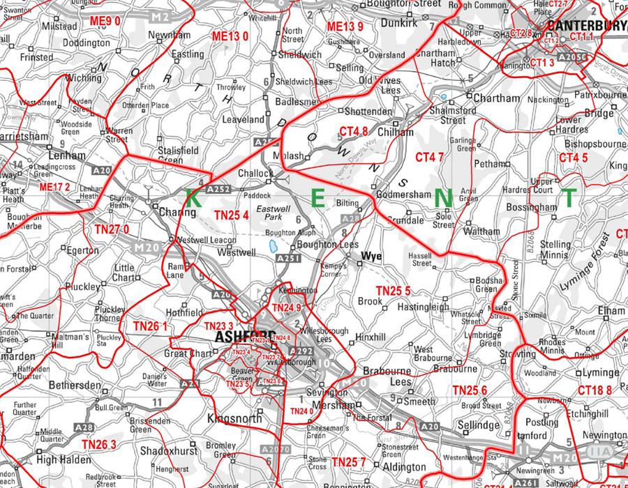 Kent and East Sussex Postcode Wall Map - Sector Map 5 – Map Marketing