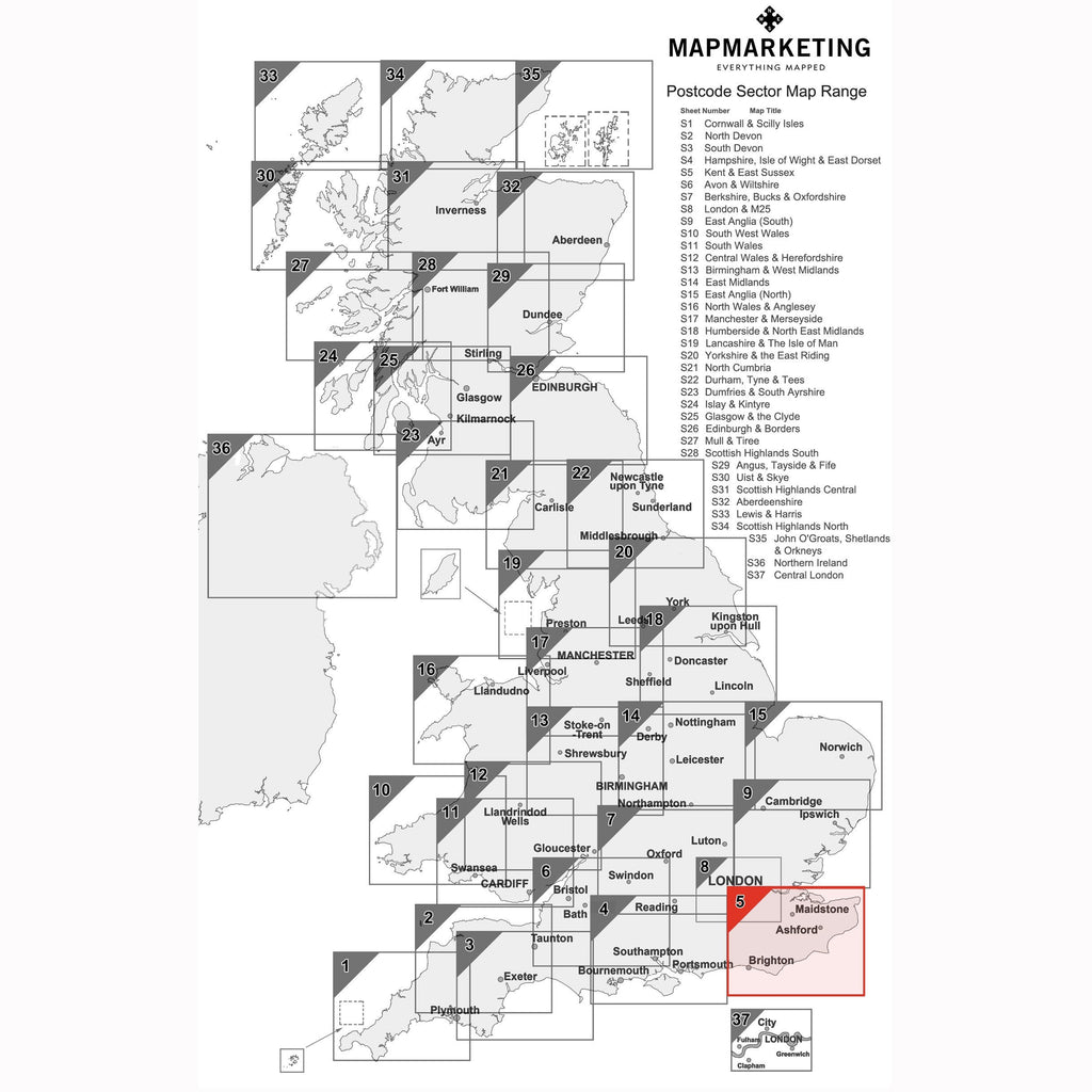 Kent Postcode Ma wall-maps-kent-and-east-sussex-postcode-wall-map-sector-map-5-3 ...