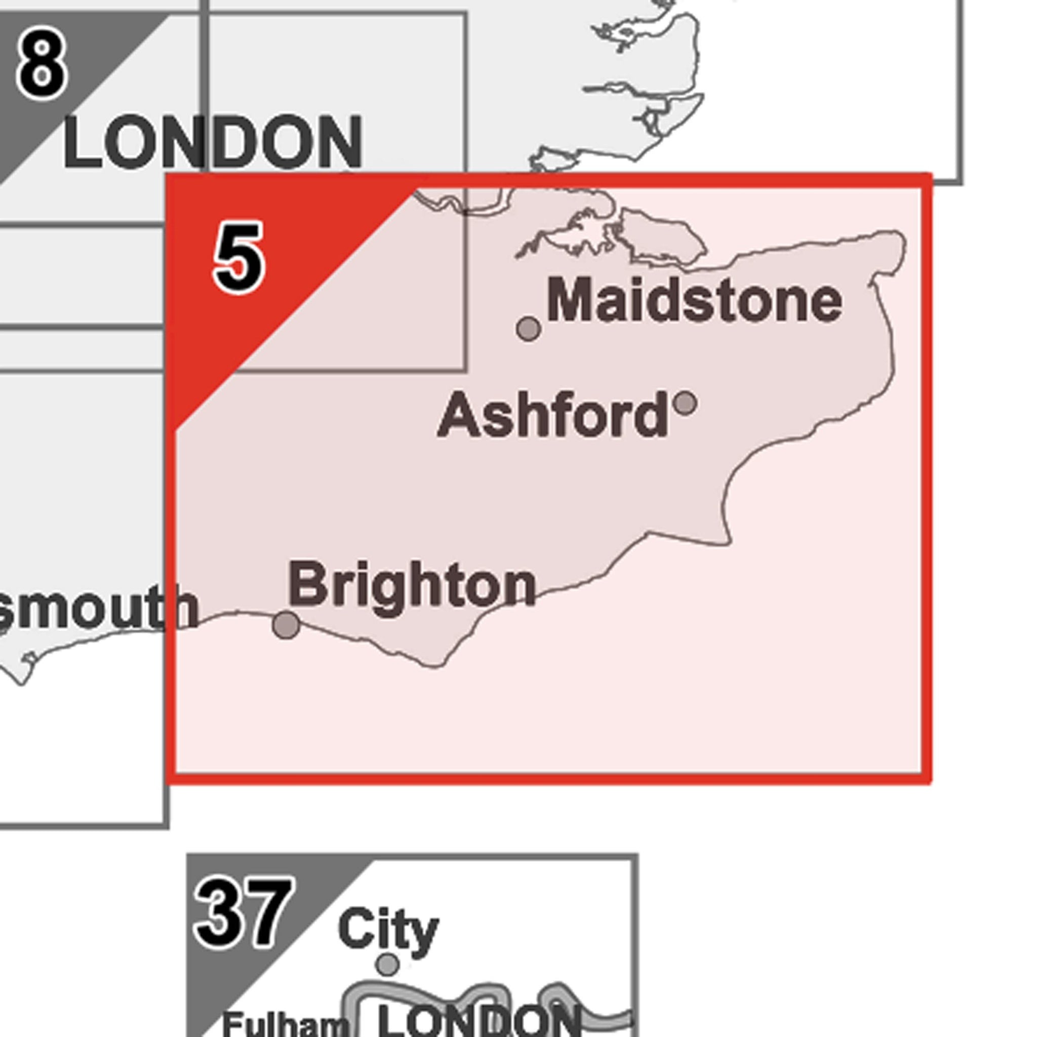 Kent and East Sussex Postcode Wall Map - Sector Map 5 – Map Marketing