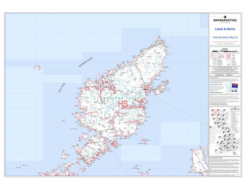 Wall Maps - Lewis And Harris Postcode Wall Map - Sector Map 33