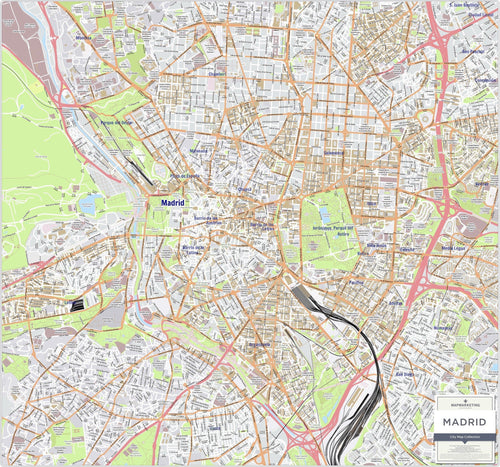 Wall Maps - Madrid City Map - Laminated Wall Map