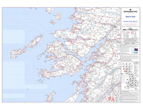 Wall Maps - Mull And Tiree Postcode Wall Map - Sector Map 27