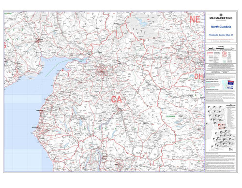 Wall Maps - North Cumbria Postcode Wall Map - Sector Map 21