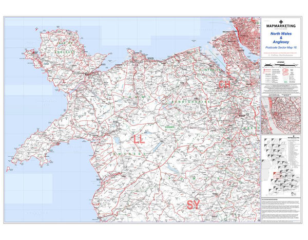 Northwest Postcode Map Size North West England Wall Map Postcode Sector Map – North West England ...
