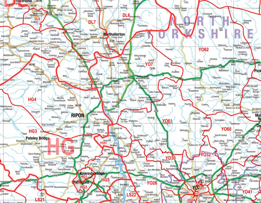 Northern England Newcastle, Leeds, Manchester & Liverpool Postcode Map ...