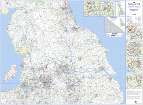 Wall Maps - Northern England Regional Road Map - Wall Map 4