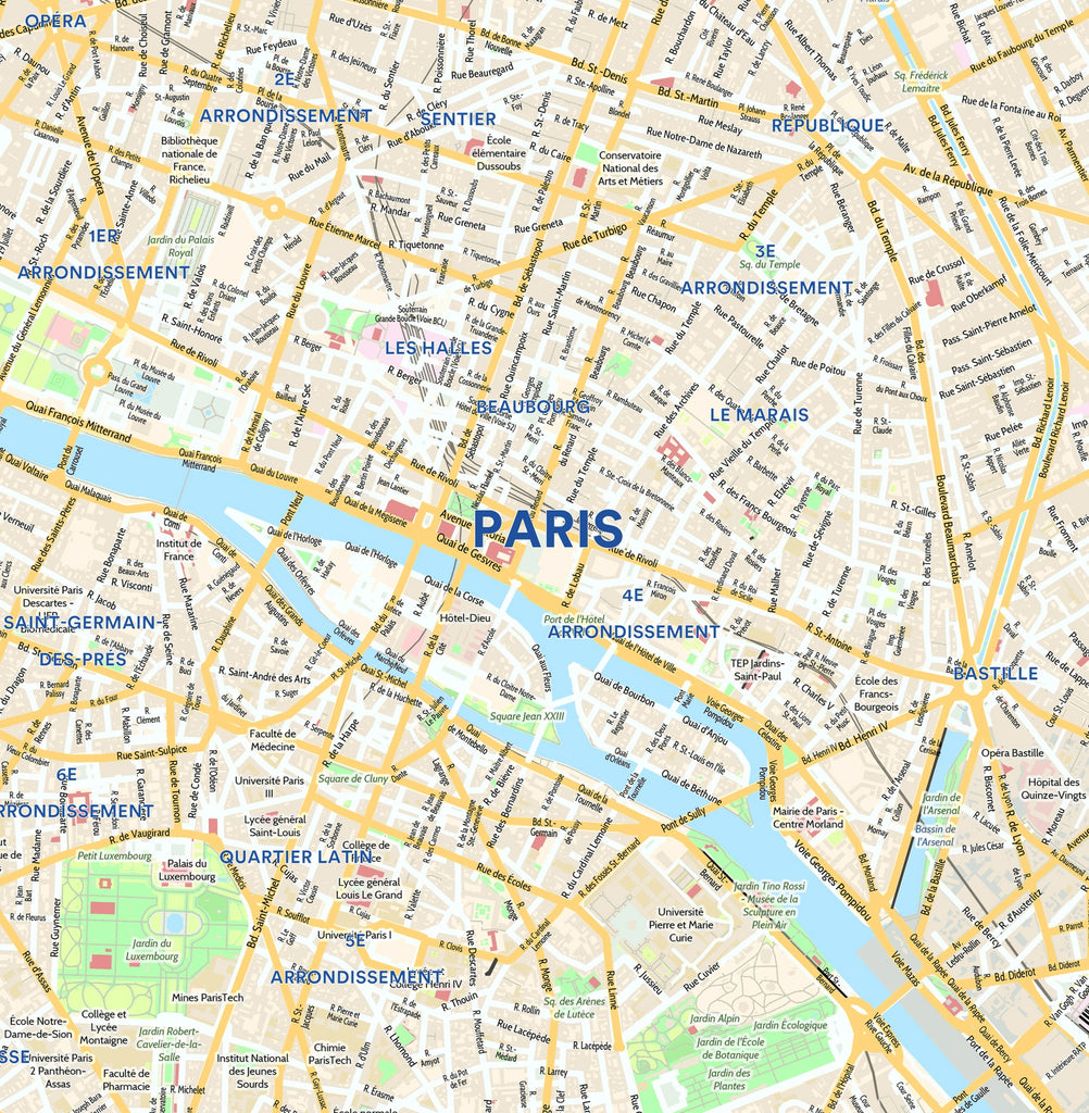 Paris City Map - Laminated Wall Map of Paris, France – Map Marketing