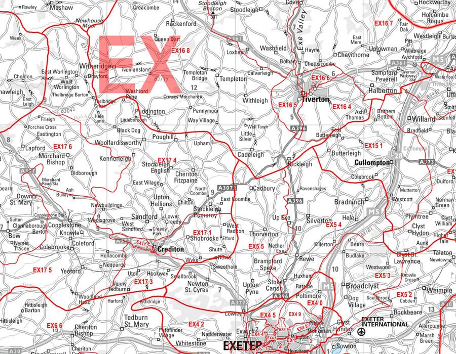 South Devon Postcode Map - Sector Map 3 – Map Marketing