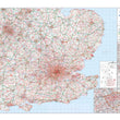 Wall Maps - Southeast England & Midlands (Birmingham, Bristol, London) Postcode Wall Map - District Map 2