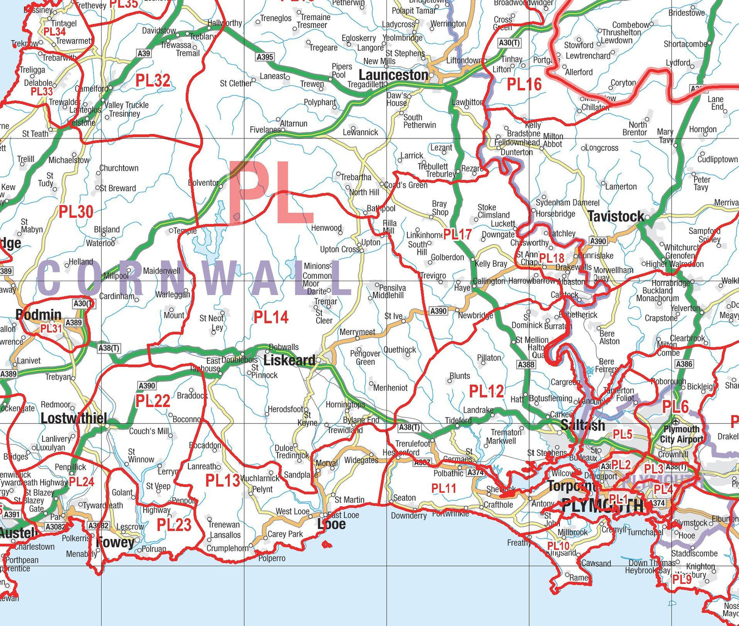 Sw Postcode Mpa Southwest England and South Wales (Cardiff and Bristol) Postcode Wall ...