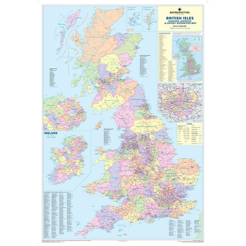 Wall Maps - Supersize UK Counties Wall Map