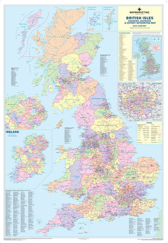 Wall Maps - UK Counties Map - Laminated Wall Map