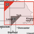 Wall Maps - Yorkshire And The East Riding (Leeds / Bradford) Postcode Map - Sector Map 20